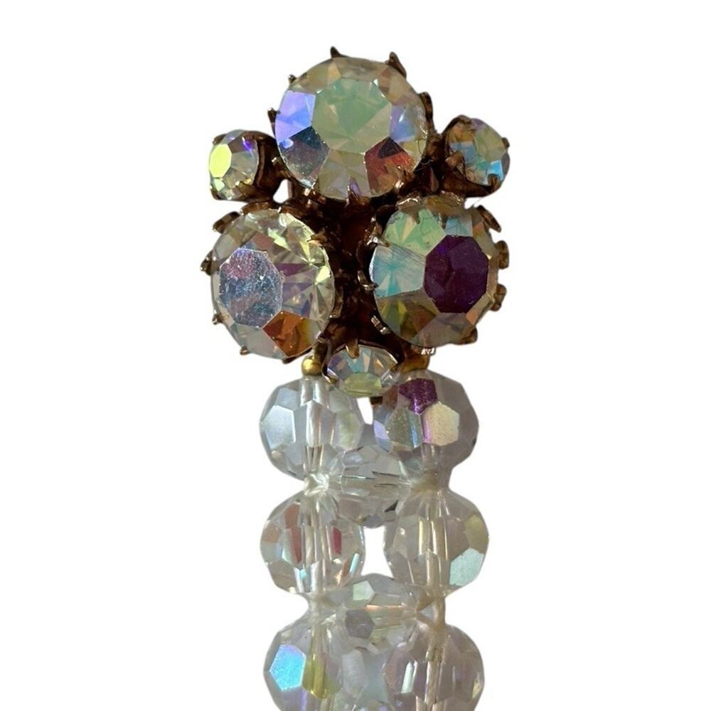 Bracelet Aurora Borealis Facet Crystal Bead Double Strand Rhinestone Closure Vtg - Picture 4 of 12